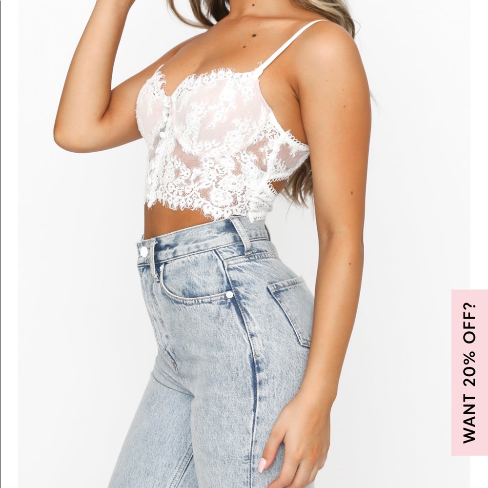 White fox lace bustier